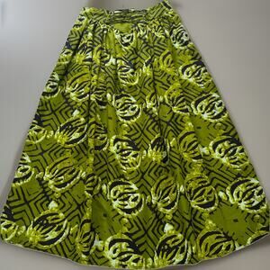 UNITI Casuals OSFM Green Cotton Tribal Print Maxi Skirt Boho Festival Resort